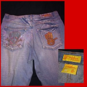 amazing embellished baggy jeans ♡︎♥︎♡︎